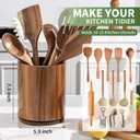 Wooden Utensil Holder, 360Rotating 7.3'' Large Utensil Holder for Kitchen Counter, Kitchen Utensil Organizer, Utensil Crock, Farmhouse Kitchens Countertop Decor, Acacia Wood