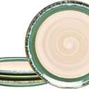 Bosmarlin Stoneware Dinner Plates, 10.5 inches, Set of 4 for Salad, Pasta, Dessert, Microwave and Dishwasher Safe (Green, 10.5 in)