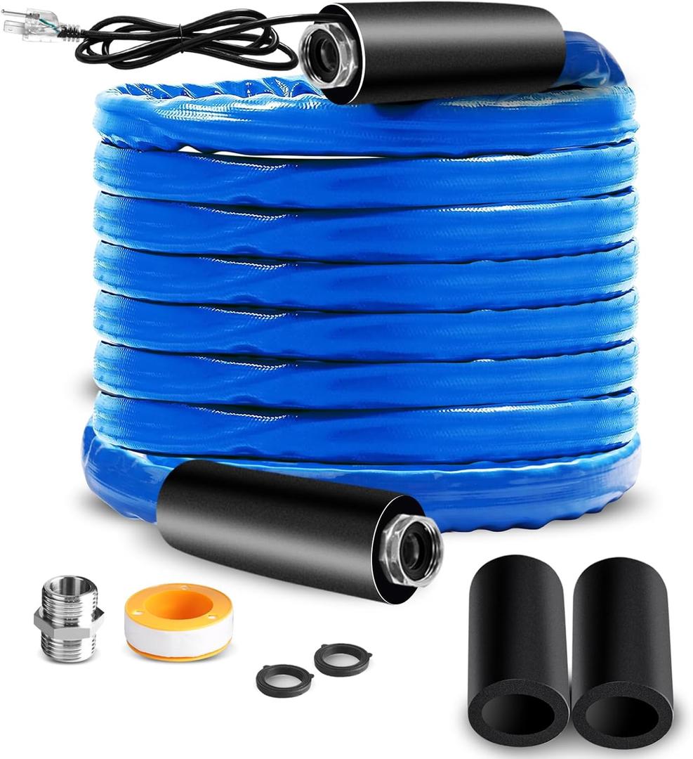60 FT Upgraded RV Heated Water Hose with Storage Bag 5/8 Inch Inner Diameter with Energy Saving Thermostat Withstand Temperatures Down to -40F for RV/Camper/Home/Garden