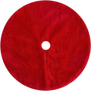 Faux Fur Christmas Tree Skirt Red Xmas Tree Skirt Base Mat for Indoor Christmas Decorations (Red, 30 Inch)