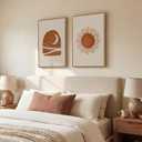 Framed Abstract Boho Mid Century Modern Canvas Wall Art Bedroom, 16x24 Inch, 16" W x 24" H x 2Pcs