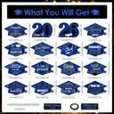 16 Pieces 2026 Graduation Yard Signs Plastic Congrats Grad Decor with 32 Stake and Ribbon Graduate Cap Hanging Yard Sign for Party Outdoor Lawn Pathway Walkway Decorations(Blue and Black)