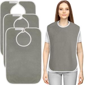 Utopia Towels 3 Pack Premium Unisex Adult Bibs for Elderly Women Men, Waterproof Bib for Eating, Adjustable and Washable (Grey)