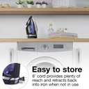 Hamilton Beach Steam Iron for Clothes & Garment Steamer with Smooth Press Stainless Steel Soleplate, 1200 Watts, 8 Retractable Cord, Black (14214)