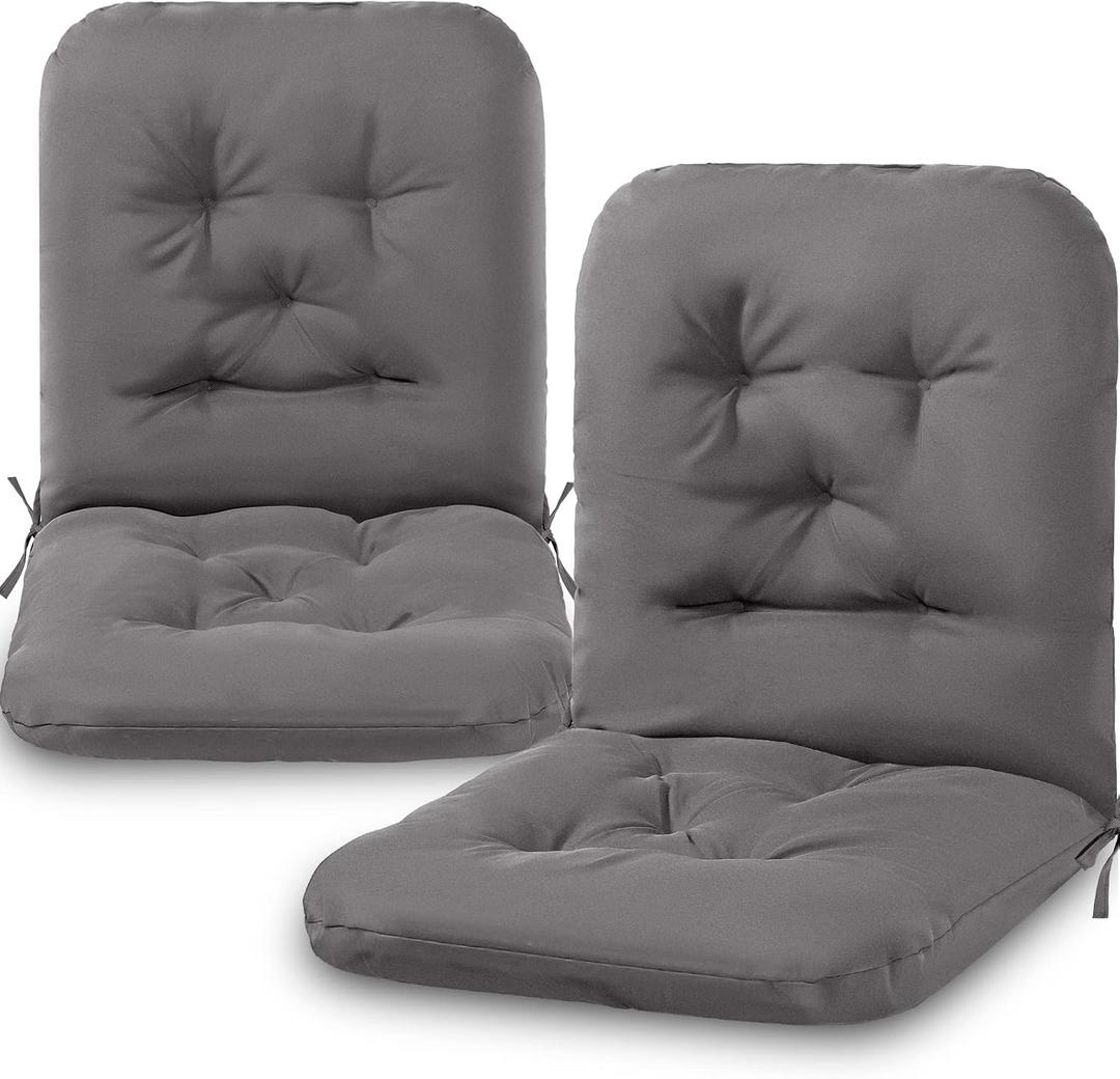 Chunful Back Chair Cushion Outdoor Indoor Tufted Seat/Back Patio Seating Cushions Weather Resistant Patio Rocking Pads for Outdoor(Dark Gray,2 Pcs), 100 x 50 x 10 cm