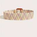 GORGLITTER Women's Woven Rattan Wide Stretch Straw Belt with Round Buckle (Fits waist: 33.5-37.4 inches, Beige)