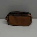 Toiletry Bag for Men, Full Grain Leather Travel Pouch Shaving Dopp Kit Bathroom Toiletries Organizer Bags, Brown