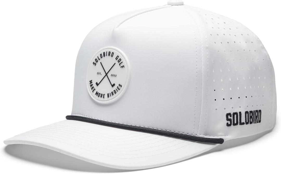 Golf Hat for Men - Golf Snapback - Fun Hat for Golfing - Rope Golf Hat for Men and Women - Make More Birdies (White)