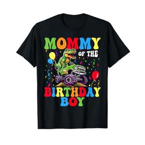 Mommy Of The Birthday Boy Dinosaur Monster Truck T-Shirt, xs