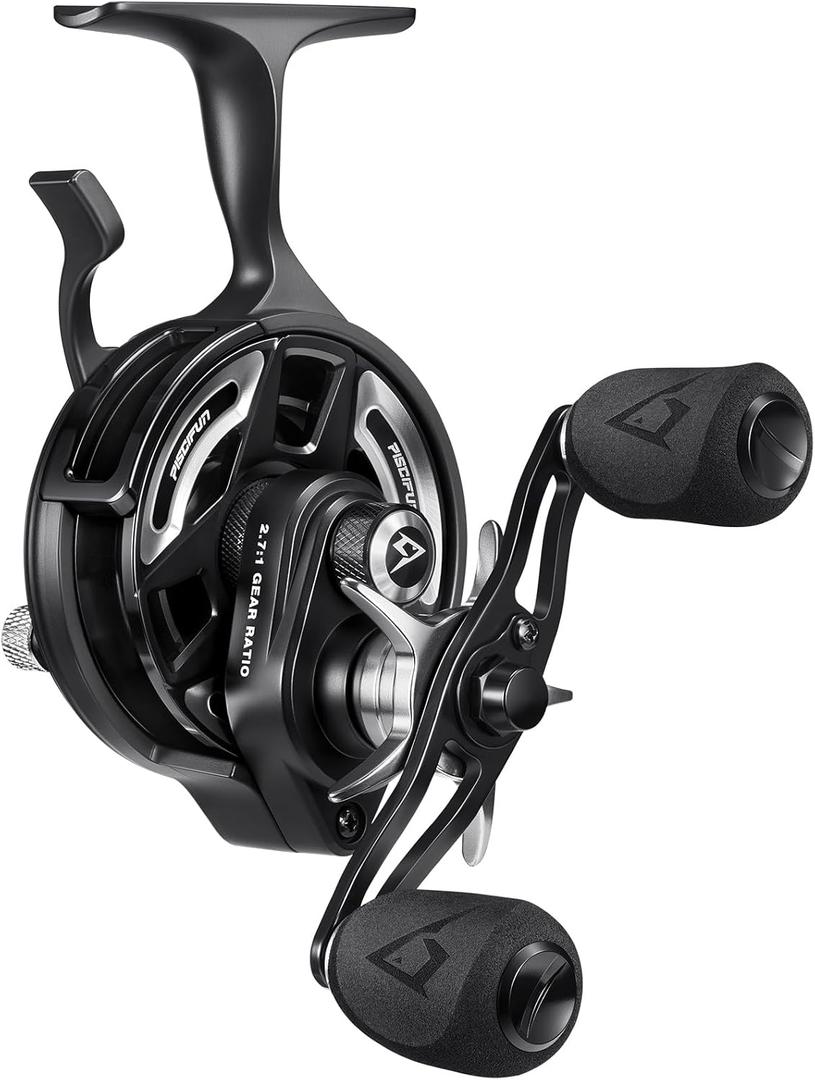 Piscifun ICX Frost II Ice Fishing Reel with Bait Clicker, Inline Reel with No Line Twist & Magnetic Anti-Drop System, 7+1 Shielded BB, 2.7:1 High Speed Ratio, Left, Right, Black