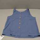 Women's Button Down Tank Tops Scoop Neck Sleeveless T Shirts Blouses Loose Fit with Pocket Size XS (Blue)