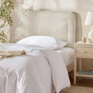 Hearth & Harbor Twin Headboard Only, Floating Wall Mounted Headboard Twin Size, Easy Assemble Upholstered Peel and Stick Headboards, 3D Soundproof Bed Wall Panels, Boucle Stick on Headboards, Linen