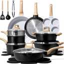 CAROTE 21pcs Pots and Pans Set Nonstick, Cookware Set Black Induction Kitchen Cooking Set w/Frying Pans & Saucepans(PFOS, PFOA Free), 21 Piece