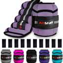 AmStaff Fitness Adjustable Ankle Weights 1 Pair Leg Weight Straps for Strength Training, Walking, Jogging, Running, and Fitness Workouts – 1-5 lbs Each Ankle, 10 lbs Pair Set (Lavender)