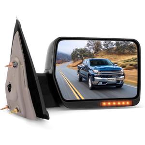 SCITOO Towing Mirror fit for Ford Exterior fit 2007-2014 for Ford for F-150 Truck with Amber Turn Signal and Puddle Light Heated Power Controlling and Manual Folding (Passenger Side)