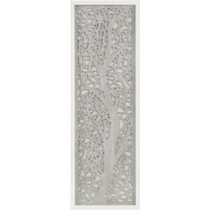 Madison Park Laurel Wall Art - Laser Cut Carved Botanical Tree Branches, Genuine Fir Wooden Framed, Rustic Finish - Modern Farmhouse Dcor for Living Room, Ready to Hang Panel, 12 x 36, Natural Grey