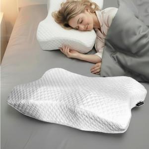 Cervical Neck Pillow Memory Foam - Charcoal Infused Orthopedic Pillow for Neck Pain Relief, Side Sleepers Support, Cooling Breathable Cover (Ecoden 2.0 Freeflow Pillow)