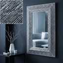 ULIKE Premium Two-Tone Designer Mirror 24x36 for Bathroom, Black and Silver Textured Frame Rectangle Wall Mirror, Tempered Shatter-Proof Decorative Mirror for Living Room Bedroom Entryway