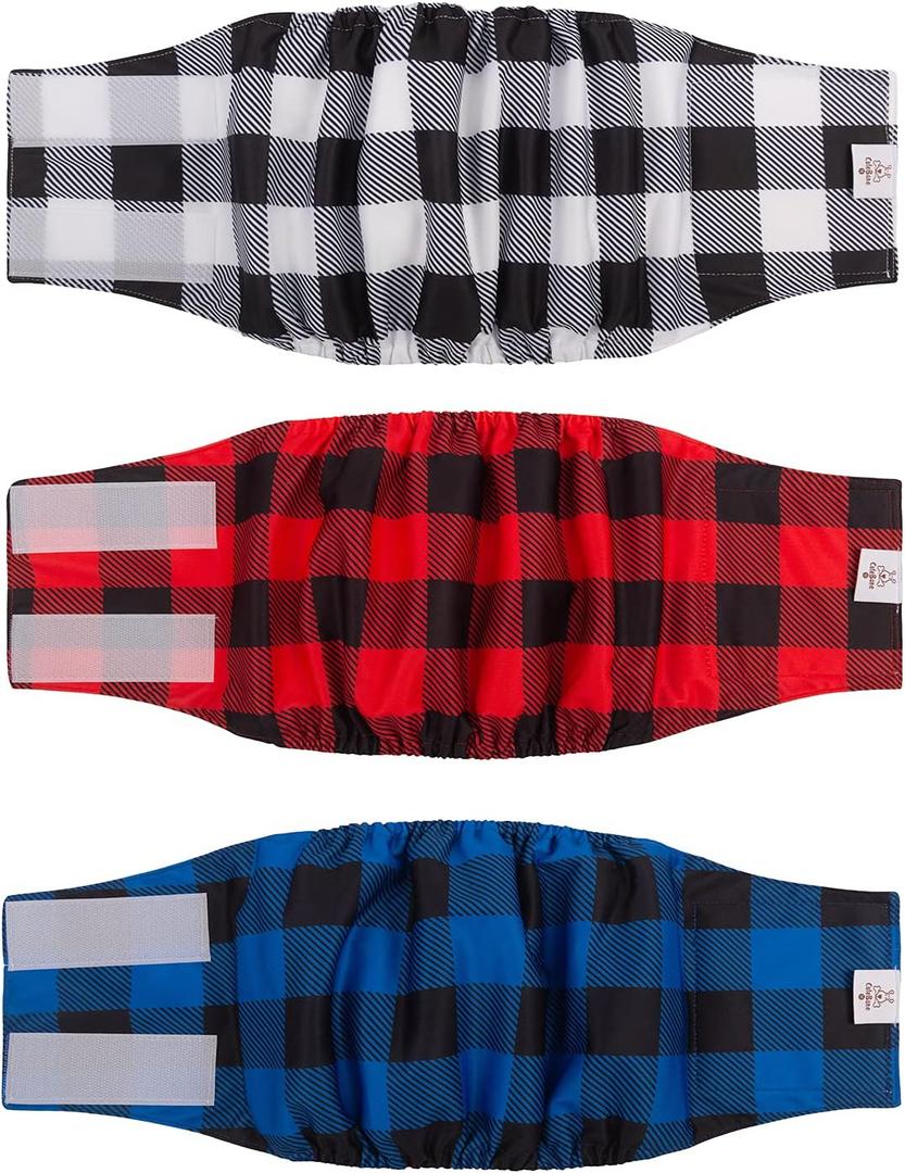 CuteBone Dog Diapers Male Washable Belly Band for Male Dogs Wraps 3pcs a Pack DM27M (M(14"-17"))