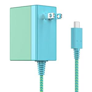 TPC 39W Charger for Nintendo Switch, 15V 2.6A AC Adapter Fast Charging with 5FT USB-C Cord, Compatible with Switch Lite, OLED, Steam Deck, Support TV Mode (Green/Blue)