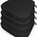 4 Pack Chair Cushion with Ties for Dining Chairs Memory Foam Thick Kitchen Chair Pad 17" x 16.5" x 2"Set of 4,with Machine Washable Cover Seat with Zipper Indoor Room,Office etc-Black