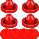 ONE250 Air Hockey Pushers and Red Air Hockey Pucks, Goal Handles Paddles Replacement Accessories for Game Tables (4 Striker, 4 Puck Pack)