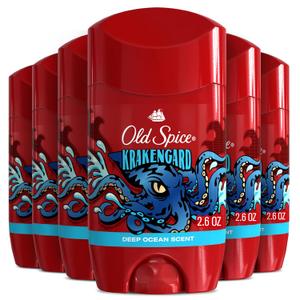 Old Spice Aluminum Free Deodorant for Men, 24/7 Odor Protection, 24/7 Freshness & Lasting Scent, Goes on Clear, Krakengard with Deep Ocean Scent, 2.6 oz (Pack of 6)