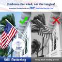 PHITRIC Flag Pole, Tangle Free Spinning Stainless Steel Rustproof Flagpole for 3x5 Sports Fan Outdoor Flags for Outside House (White, 6FT, Without Bracket)