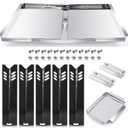 Grill Grease Tray Replacement Parts for Dyna Glo DGF493BNP, DGF510SBP, Backyard Grill BY13-101-001-12, BY14-101-001-02 and BHG Grill Parts, Adjustable 24''-30'' Gas Grill Drip Pan, Heat Plate Shields.