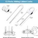12 Packs Baby Proofing Sliding Cabinet Locks modacraft U-Shaped Child Safety Latches Adjustable White Locks for Handles Knobs Drawers Closet Cupboard