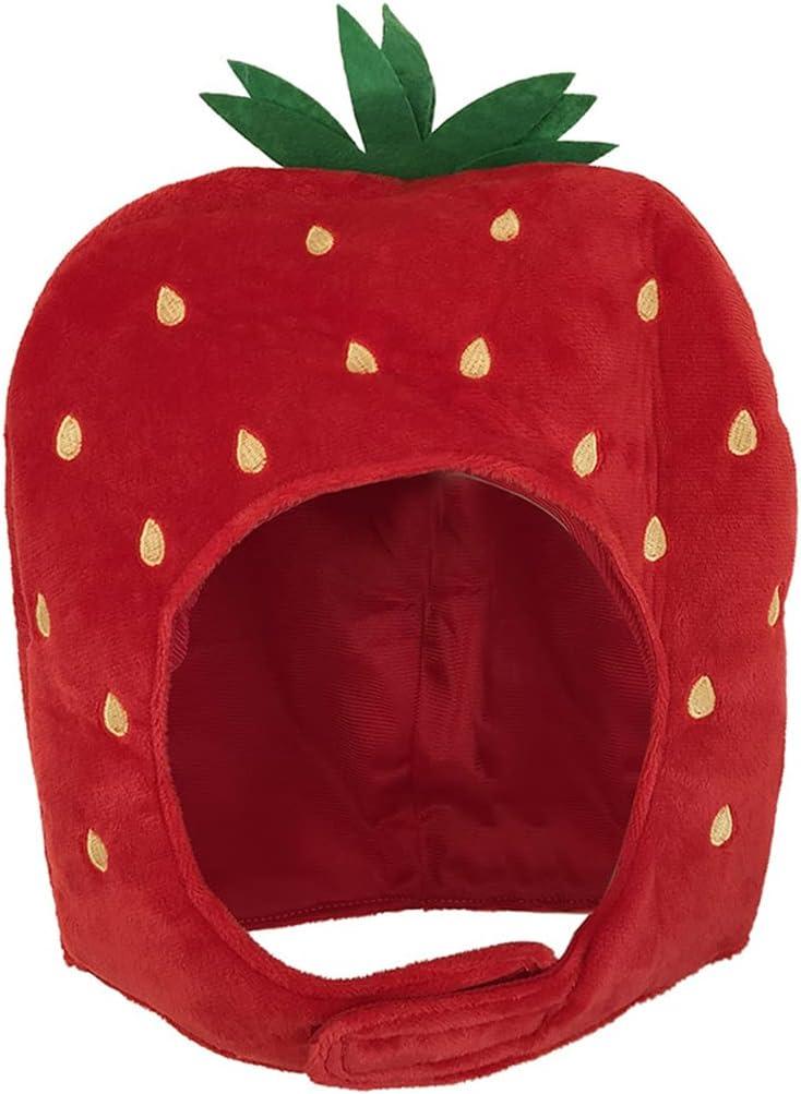 PURFANREE Women Cute Red Plush Strawberry Hat Headband Cap Photo Props Funny Props Soft Novelty Dress Up Party Events Costume
