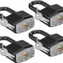 4 x 4 Packs Waterproof Padlocks with Keys for Outdoor use, Covered Heavy Duty Laminated Steel Lock, 1-9/16 Inch. Wide, Long Shackle Padlock for Storage Unit, Sheds, Garages and Fence(4 Pack)