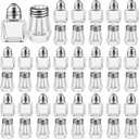 Zopeal 50 Set Mini Salt and Pepper Shakers Small Bulk Clear Individual Seasonings Tiny Spice Shakers for Kitchen Wedding Picnic, 2 Styles(Silver Lids)