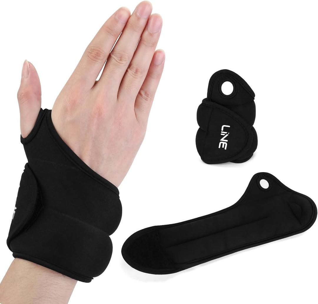 Wrist Weights with Thumb Loops Lock (1 Pair) for Women & Men, 1lbs2 Arm Weights Hand Weights Set for Walking, Running, Strength Training, Exercises, Hand Physical Therapy (Black)