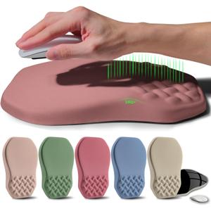 Ergonomic Raised Mouse Pad Wrist Support with Bilateral Slope Memory Foam Mousepad for Wrist Rest and Carpal Tunnel Pain Relief 11.8x7.9 Salmon Pink