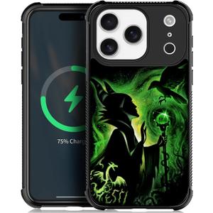 CARLOCA for iPhone 17 Pro Compatible with Magsafe Case for Girl Boy Shockproof Soft Silicone Protection Magnetic Charge Fashion Pattern Green Magic Lady