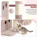Heybly Cat Tree, 25.6-inch Cat Tower with Spacious Top Perch for Large Cats, Stair-Style Cat House Furniture with Dual-Layer Condos, Sisal Scratching Posts, Cozy Basket & Pompom, Muchroom HCT204SMU