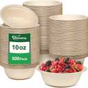 Small Paper Bowls 10 oz, 500 Pack Compostable Bulk Heavy Duty