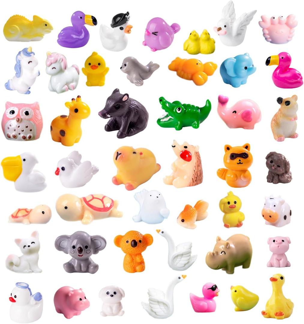 45 Pcs Mini Resin Animals Miniature Animal Figurines Tiny Resin Figurines Mini Figures Bulk for Fairy Garden Dcor Micro Landscape Ornaments Dollhouse Craft Accessories