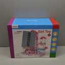 Pink Villa Playset for Girls Ages 3-7, 4-Story 10-Room House with 2 Dolls, Furniture & Accessories, Pretend Play Toddler Toy, Birthday Gifts for Kids 3-8