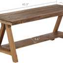Wnutrees 43" Farmhouse Wood Bench, Long Rustic Indoor Storage Bench for Entryway, Living Room, Dining Room, Solid Wood Construction, Original Wood