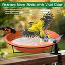 Deck Mounted Bird Bath for Railing,Vivid Terracotta Finish,Detachable Bowl & Heavy Duty Adjustable Clamp Rust-Proof 11.5 Inch Metal Bird Feeder for Balcony,Patio,and Garden(Oriole Orange)
