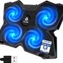 KLIM Wind Laptop Cooling Pad - More Than 500 000 Units Sold - New Version - The Most Powerful Rapid Action Cooling Fan - Laptop Stand with 4 Cooling Fans at 1200 RPM - USB Fan - PS5 PS4 - Blue