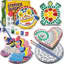 Dan&Darci Stepping Stones Painting Kit for Kids - Outdoor Crafts - Paint 5 Garden Stone - Unicorn Craft Kits for Boys, Girls Ages 6-12 - Easter Gifts for Boy, Girl Age 6, 7, 8, 9, 10 + Year Old