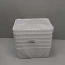 Woven Plastic Storage Baskets, 6 Pack White Weave Bins Organizer, 10.1" x 7.55" x 4.1"