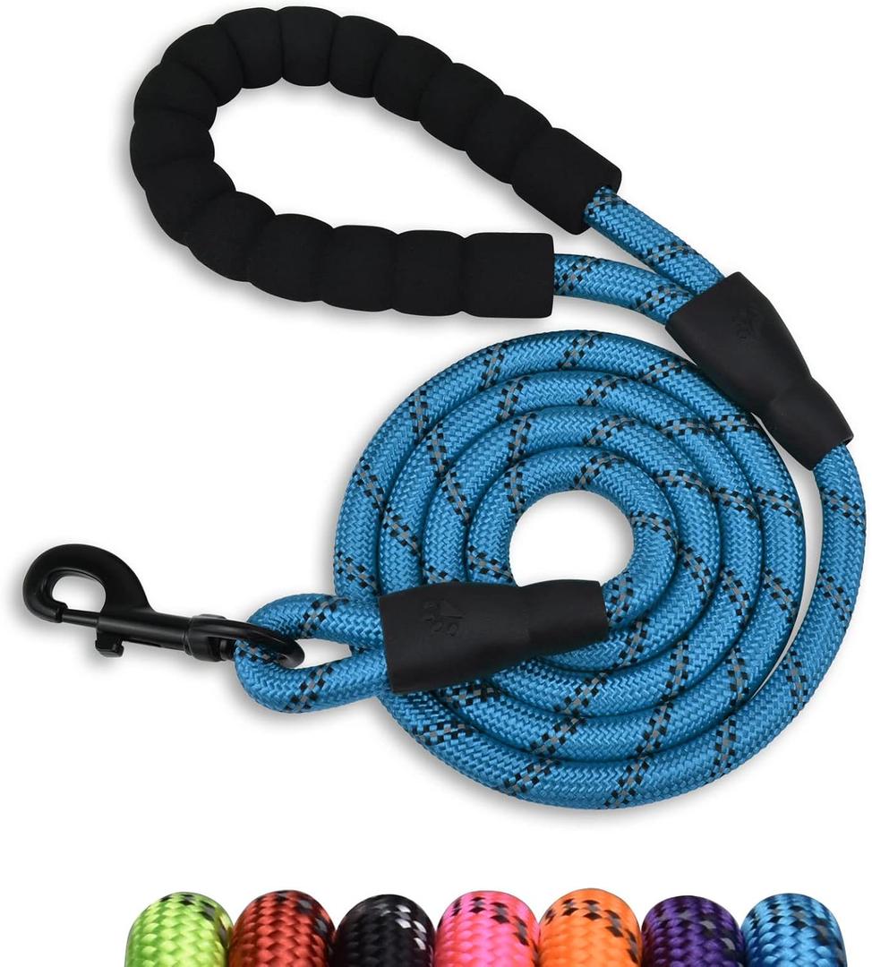 5/6 FT Strong Pet Dog Leash with Soft Padded Handle,Highly Reflective Rope for Night Walking,360-Degree Rotating Metal Buckle Without Tangles,Suitable for Small,Medium and Large Dogs.(5ft) (5 FT x 1/2 Inch, Blue)