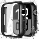 2 x Misxi [2 Pack] Waterproof Hard Case with Tempered Glass Compatible with Apple Watch Series 11 (2025) Series 10 46mm, Ultra-Thin Anti-Fall Protective Cover for iWatch Screen Protector, Matte Black