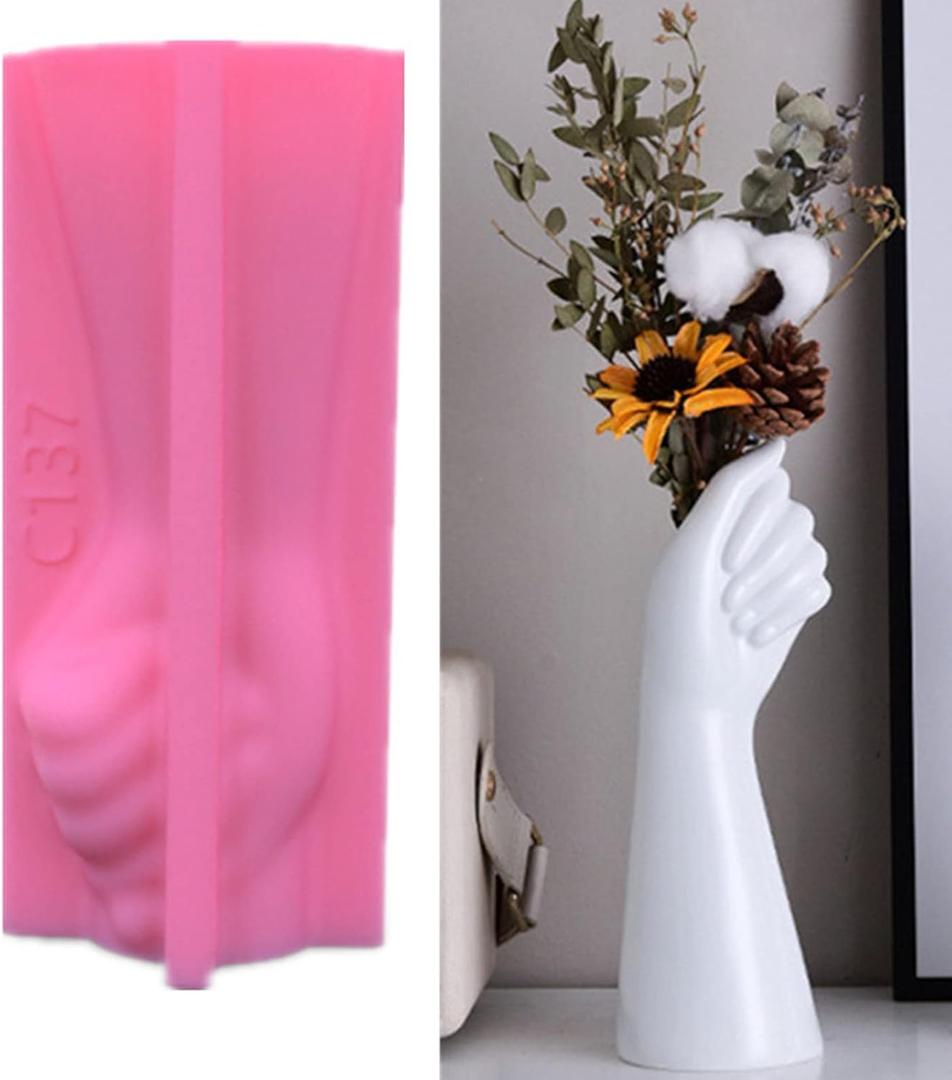 Art Arm Vase Epoxy Silicone Mold Hand Shape Flowerpot Plant Cement Concrete Plaster Silicone Mold