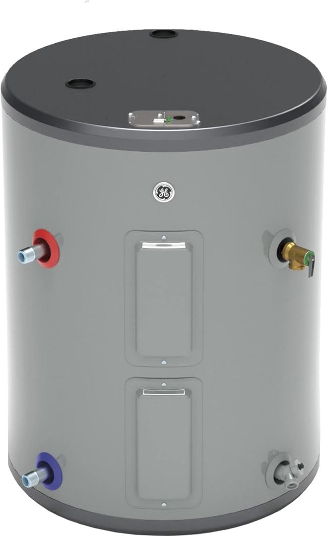 GE Appliances 26 Gallon Versatile, Electric Water Heater with Adjustable Thermostat & Drain Valve, Side Port, Lowboy, 240 Volt
