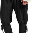 Mens Medieval Ankle Pants Viking Renaissance Costume Lace Up Pirate Pants Casual Trousers 2024 Work Pants for Men
 (Medium, Black)